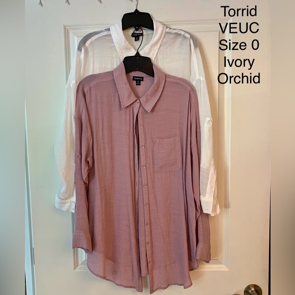 EUC Torrid Linen Blend Drop Shoulder Button Down Size 0/L/12